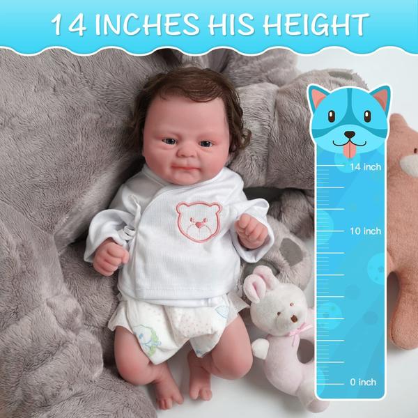 Boneca Reborn Baby Doll Miaio 35,56 cm de silicone de corpo inteiro para meninos Imagem de Boneca Reborn Baby Doll Miaio 35,56 cm de silicone de corpo inteiro para meninos