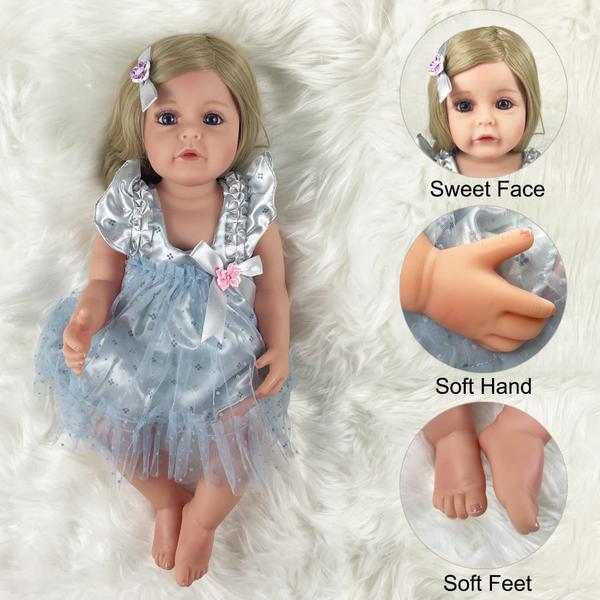 Imagem de Boneca Reborn Baby Doll PLAYSKY Kate 22" de silicone de vinil de corpo inteiro