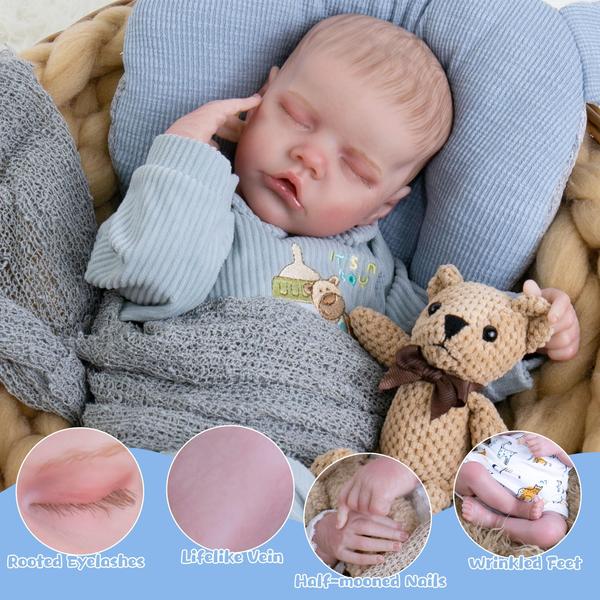 Imagem de Boneca Reborn Baby Doll Realistic Newborn Boy 45 cm com Acc