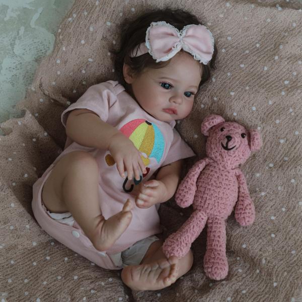 Imagem de Boneca Reborn Baby Doll SCOM Meadow Lifelike 45 cm com corpo de tecido