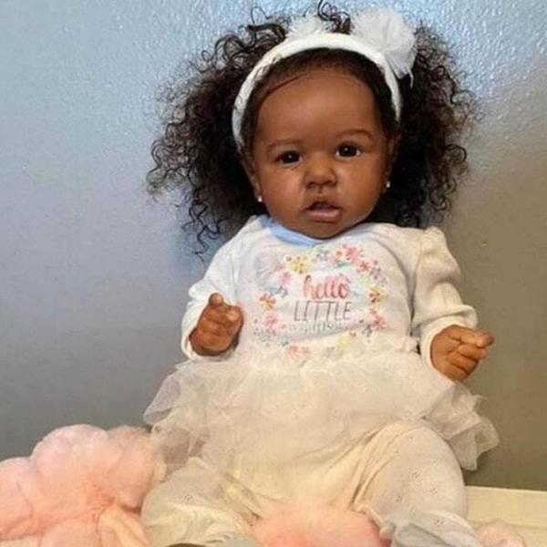 Imagem de Boneca Reborn Baby Doll ZTDOLL Girl 45 cm com cabelo grosso em vinil completo