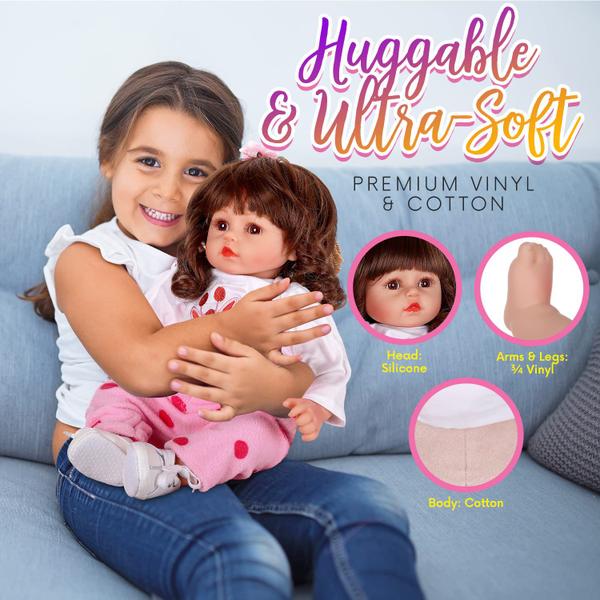 Imagem de Boneca Reborn Baby Dollhood de 18 polegadas realista com acessórios