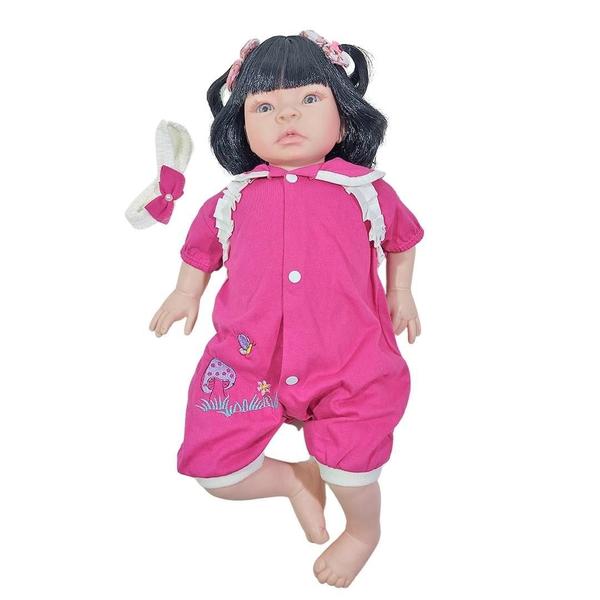 Imagem de Boneca Reborn Baby Kiss Morena Bebê Corpo Inteiro Silicone