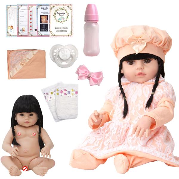 Imagem de Boneca Reborn Baby Recém Nascida Julia Morena Pode Dar Banho