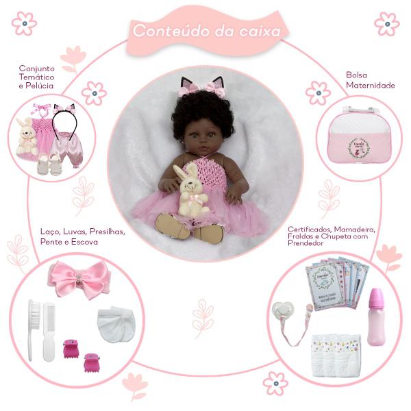 Boneca Reborn Bailarina Coelhinha Negra Princesa Fofinha - Cegonha Reborn Dolls Imagem de Boneca Reborn Bailarina Coelhinha Negra Princesa Fofinha