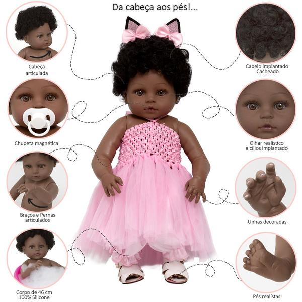 Boneca Reborn Bailarina Coelhinha Negra Princesa Fofinha - Cegonha Reborn Dolls Imagem de Boneca Reborn Bailarina Coelhinha Negra Princesa Fofinha