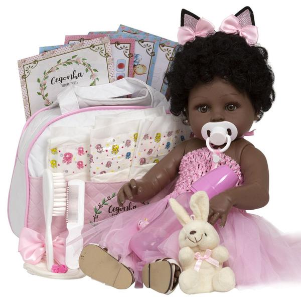 Boneca Reborn Bailarina Coelhinha Negra Princesa Fofinha - Cegonha Reborn Dolls Imagem de Boneca Reborn Bailarina Coelhinha Negra Princesa Fofinha