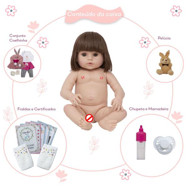 Imagem de Boneca Reborn Bebê Menina Coelhinha Com Kit 12 Acessórios