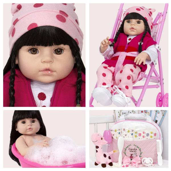 Boneca Reborn de Silicone Girafinha Bolsa Itens Envio 24 hrs - Cegonha Reborn Dolls Imagem de Boneca Reborn de Silicone Girafinha Bolsa Itens Envio 24 hrs