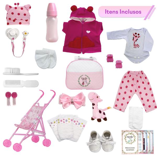 Boneca Reborn de Silicone Girafinha Bolsa Itens Envio 24 hrs - Cegonha Reborn Dolls Imagem de Boneca Reborn de Silicone Girafinha Bolsa Itens Envio 24 hrs