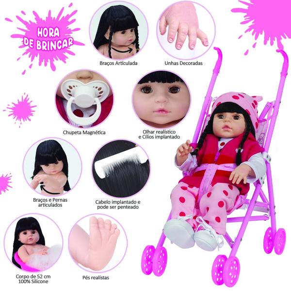 Boneca Reborn de Silicone Girafinha Bolsa Itens Envio 24 hrs - Cegonha Reborn Dolls Imagem de Boneca Reborn de Silicone Girafinha Bolsa Itens Envio 24 hrs