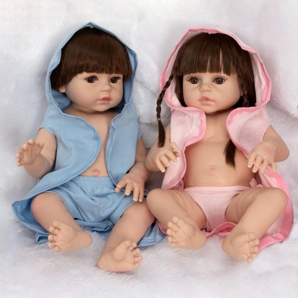 Imagem de Boneca Reborn Gêmeos Realista Casal Cabelo Castanho + Itens