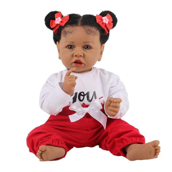 Imagem de Boneca Reborn HOOMAI Afro-American Girl 58 cm com roupas