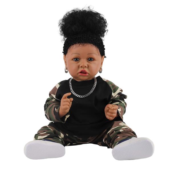 Imagem de Boneca Reborn HOOMAI Afro-American Girl 58 cm com roupas