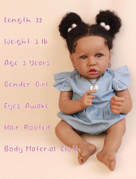 Imagem de Boneca Reborn HOOMAI Afro-American Girl 58 cm com roupas