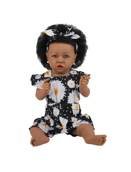 Imagem de Boneca Reborn HOOMAI afro-americana 58 cm com corpo de tecido