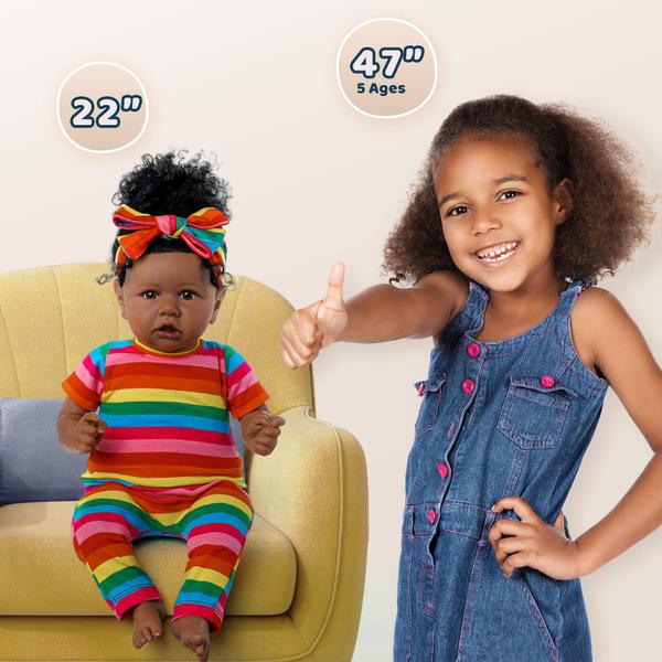 Imagem de Boneca Reborn JIZHI Black Girl 50cm com acessórios