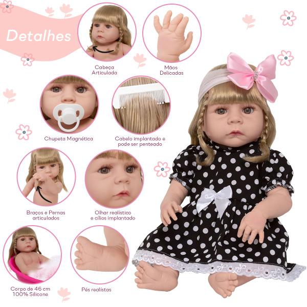 Boneca Reborn Loira Corpo Vinil Siliconado Envio Imediato - Cegonha Reborn Dolls Imagem de Boneca Reborn Loira Corpo Vinil Siliconado Envio Imediato