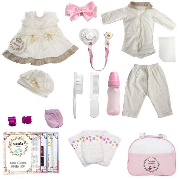 Boneca Reborn Menina Loira Fofa 20 Itens Bolsa Maternidade - Cegonha Reborn Dolls Imagem de Boneca Reborn Menina Loira Fofa 20 Itens Bolsa Maternidade