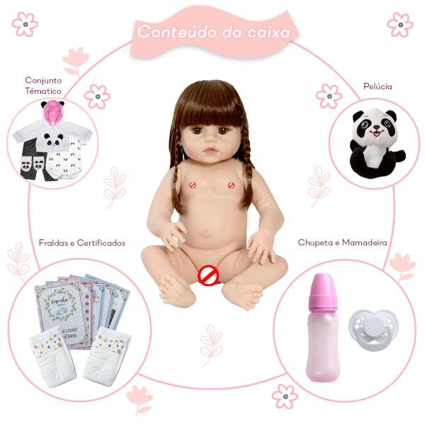 Imagem de Boneca Reborn Menina Pandinha Baby Que Fala e Chora Enxoval