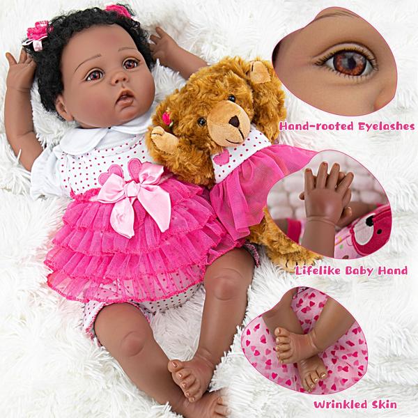 Imagem de Boneca Reborn Milidool Black Afro-American Girl 56cm