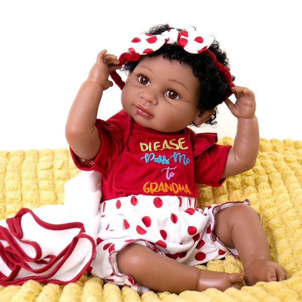 Imagem de Boneca Reborn Milidool Lifelike Black Girl 56 cm com roupa