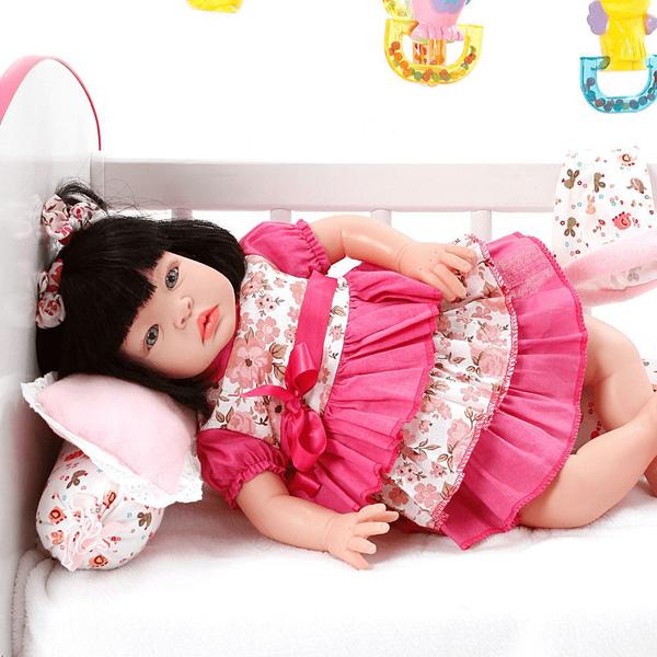 Imagem de Boneca Reborn Morena Marrom Bichinho 23 Itens Cegonha Dolls