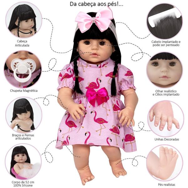 Imagem de Boneca Reborn Morena Princesa Baby Alive 20 Acessórios Bolsa