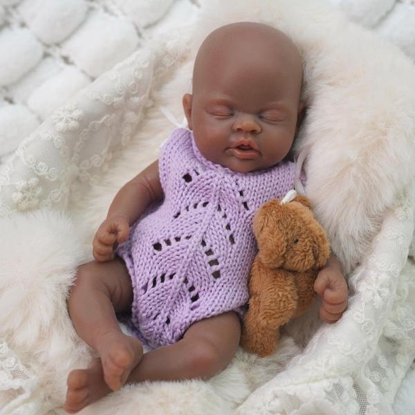 Imagem de Boneca Reborn MYREBABY 7 Silicone de corpo inteiro, menina negra