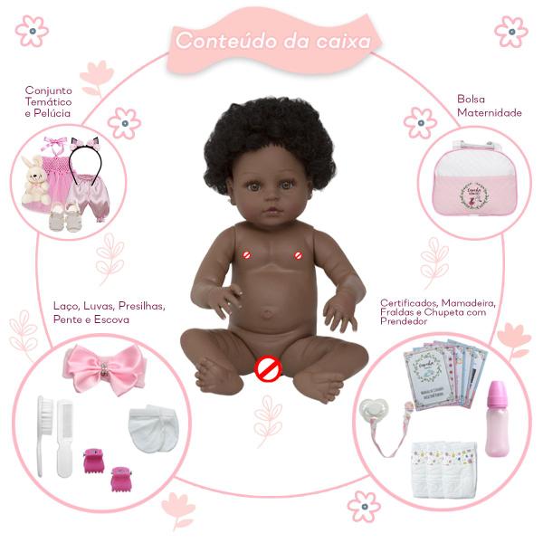 Boneca Reborn Negra Coelhinha Corpo 100% de Vinil 22 Itens - Cegonha Reborn Dolls Imagem de Boneca Reborn Negra Coelhinha Corpo 100% de Vinil 22 Itens