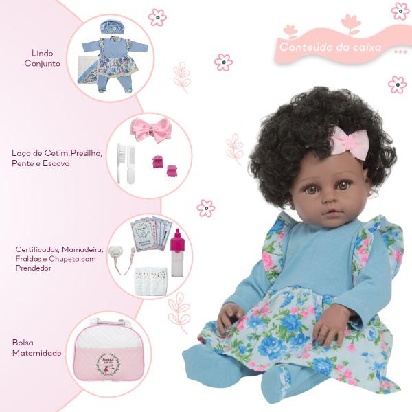 Boneca Reborn Negra Corpo Vinil Siliconado Bolsa 20 Itens - Cegonha Reborn Dolls Imagem de Boneca Reborn Negra Corpo Vinil Siliconado Bolsa 20 Itens