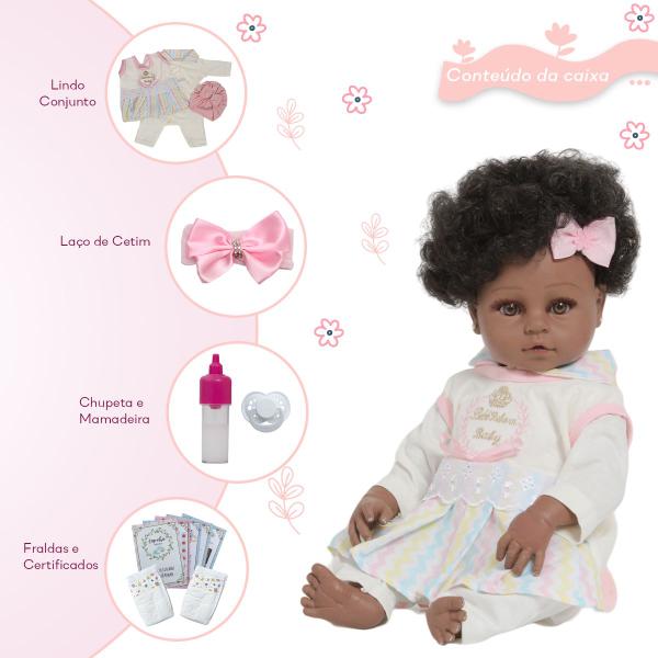 Boneca Reborn Negra Linda 100% Vinil Conjunto Arco Íris - Cegonha Reborn Dolls Imagem de Boneca Reborn Negra Linda 100% Vinil Conjunto Arco Íris