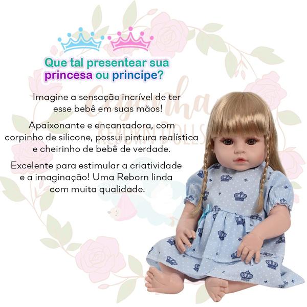 Imagem de Boneca Reborn Princesa Vestido Coroa Fofinha Com Chupeta