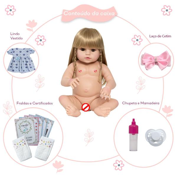 Imagem de Boneca Reborn Princesa Vestido Coroa Fofinha Com Chupeta