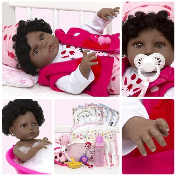 Boneca Reborn Realista Girafinha Negra Enxoval Luxo 24 Itens - Cegonha Reborn Dolls Imagem de Boneca Reborn Realista Girafinha Negra Enxoval Luxo 24 Itens