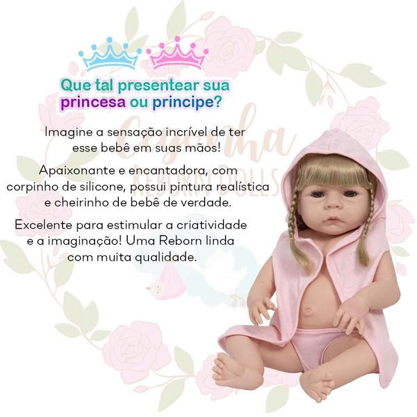 Imagem de Boneca Reborn Realista Menina Linda Kit Itens Roupão Rosa