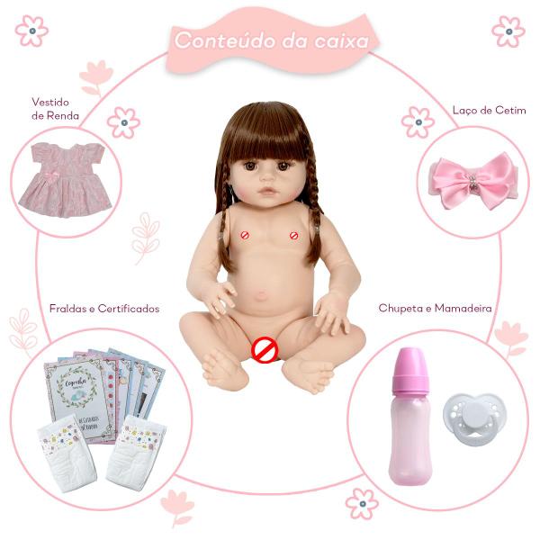 Imagem de Boneca Reborn Recem Nascida Corpo de Vinil Com Enxoval Fofa