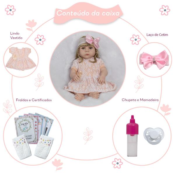 Imagem de Boneca Reborn Recém Nascida Loira Linda Com Vários Itens