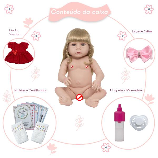 Imagem de Boneca Reborn Recém Nascida Princesa Corpo de Vinil Grande