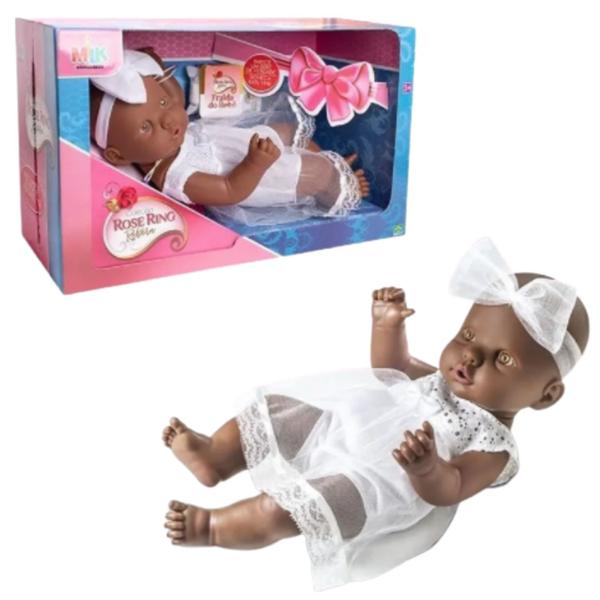 Imagem de Boneca Reborn Rose Ring Batizado Negra 40 Cm Milk Envio 24h