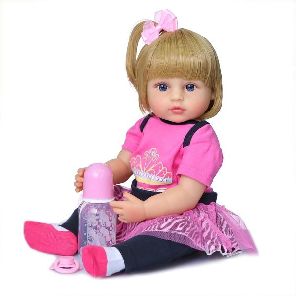 Imagem de Boneca Reborn Silicone 50cm - Bebê Menina com Rosto Adorável - Alta Qualidade