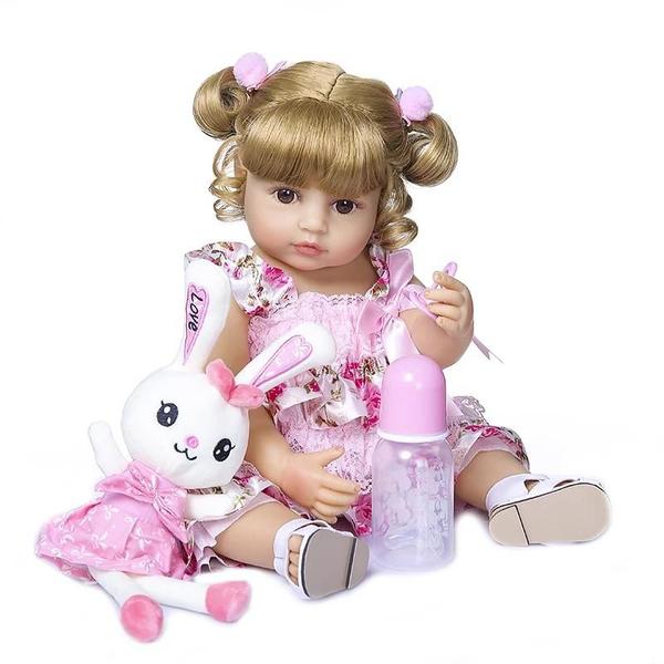 Imagem de Boneca Reborn Silicone 50cm - Bebê Menina com Rosto Adorável - Alta Qualidade