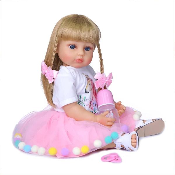 Imagem de Boneca Reborn Silicone 50cm - Bebê Menina com Rosto Adorável - Alta Qualidade