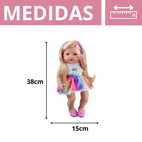 Imagem de Boneca Reborn Unicórnio Long Hair Vinil Cheirinho E Acess. Surpresas 37cm - Roma