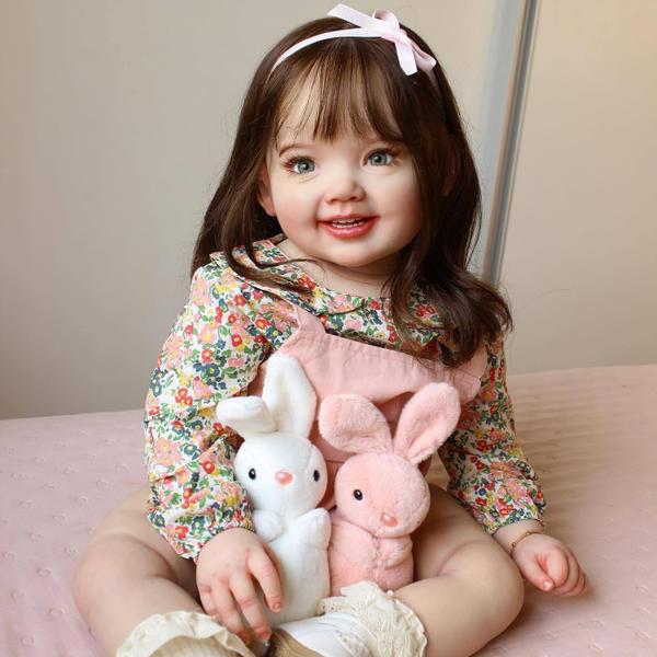 Imagem de Boneca Reborn Wamdoll Princess Girl com Roupas e Cabelo Castanho 71cm