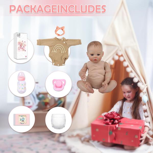 Boneca Reborn WOOROY Realistic 45 cm com roupa e acessórios Imagem de Boneca Reborn WOOROY Realistic 45 cm com roupa e acessórios