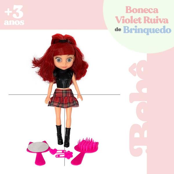 Imagem de Boneca Ruiva 30cm com Acessórios como Pente Espelho e Prendedores de Cabelo