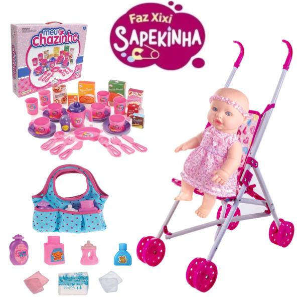 Imagem de Boneca Sapekinha Xixi de Verdade + Carrinho + Bolsa + Chá