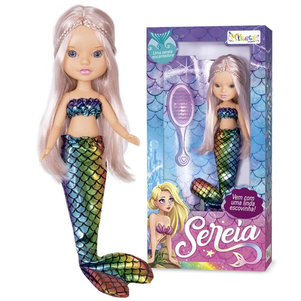 Imagem de Boneca Sereia de Brinquedo Princesa Com Cauda em Pano Menina