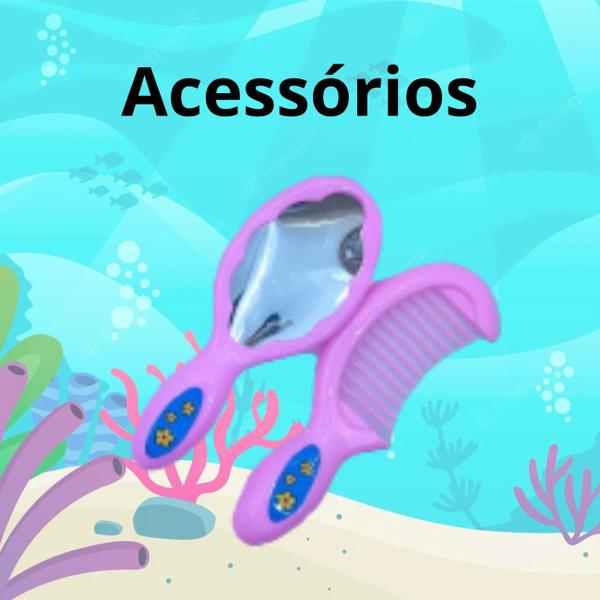 Imagem de Boneca Sereia Musical Com Cauda Luz Led Acessórios Presente